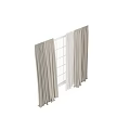 Beige Textured Curtains With White Sheer Panels For Grid Window Decoration