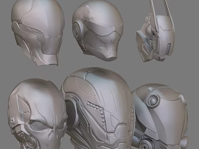 Futuristic Sci Fi Mechanical Helmets 3D Rendered With Various Detailed Designs 3d model