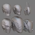 Futuristic Sci Fi Mechanical Helmets 3D Rendered With Various Detailed Designs 3d model