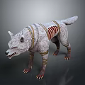 Mythical Wolf Warrior Creature With Golden Straps And Red Skeletal Armor Details