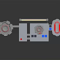 Sci Fi Mechanical Scene Components With Circular Panels Yellow Strip Control Panel And Colored Indicators