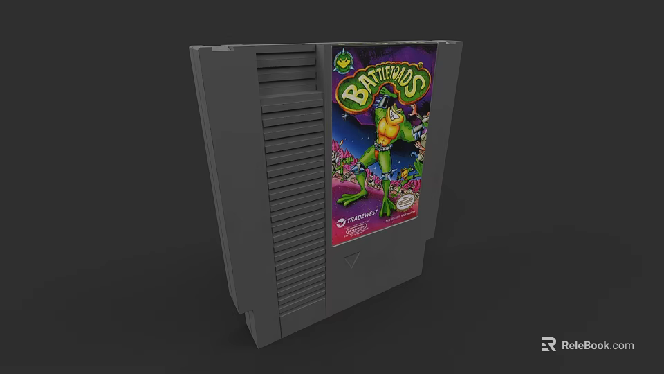 Electric Toy Video Game Cartridge With Battletoads Green Frog Character Design 3d model 