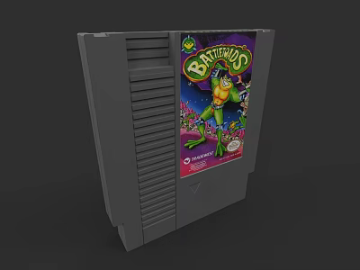 Electric Toy Video Game Cartridge With Battletoads Green Frog Character Design 3d model
