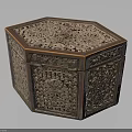 Antique Style Wooden Octagonal Decorative Storage Box With Intricate Carved Floral Patterns