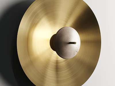 Modern Golden Wall Light with Circular Brushed Metallic Surface and Matte Center 3d model