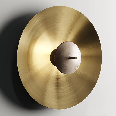 Modern Golden Wall Light with Circular Brushed Metallic Surface and Matte Center 3d model