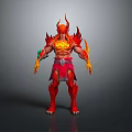 Muscular Man In Flame Themed Armor With Red And Orange Fiery Details