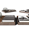 Stylish Decorative Ornament Set With Wooden Trays Books Metal Spheres And Glass Accessories