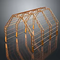Golden Steel Frame Structure With Support Design And Glossy Surface Reflection 3d model