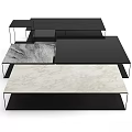Modern Coffee Tables With Marble And Black Surfaces On Metal Frames 3d model