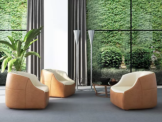 Modern leisure sofa combination single chair coffee table decoration combination 3d model