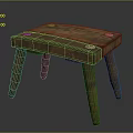 Vintage Wooden Stool With Rustic Design And Metal Accents On Seat