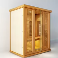 Traditional Wooden Sauna Room Interior Design With Carved Doors And Heated Bench