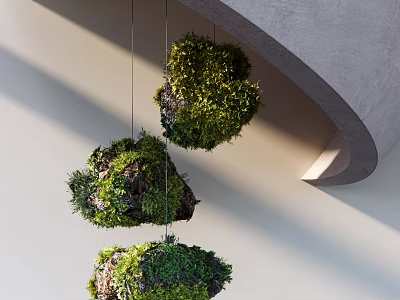 Moss Stone Hanging Decoration Moss Landscape Moss Landscaping Device Art Hanging Stone Sculpture Device 3d model