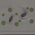 Minimalist Background Wall Decor With Green Moss Balls Gray Stones And White Concentric Circles