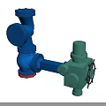 Industrial Valve Equipment With Blue Green Connected Components And Control Handles