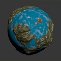 Detailed 3D Earth Model With Blue Ocean Brown Land And Shiny Reflective Surface