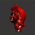Fierce Red Fiery Haired Game Movie Character Holding Shield With 3D Design