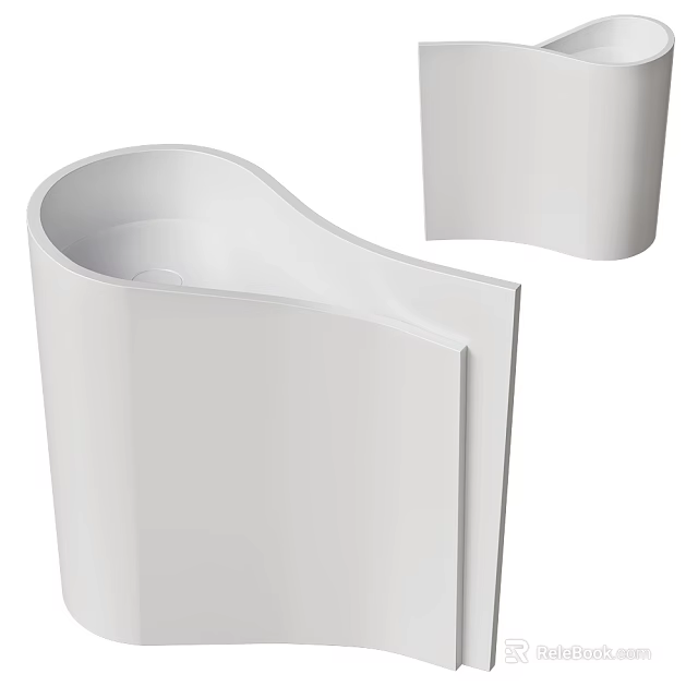 Modern Sleek White Bathroom Trash Bin With Curved Design And Smooth Surface 3d model