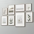 Framed Wall Art Collection With Plant Nature Prints And Various Frame Colors On Gray Wall