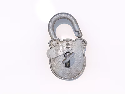 Vintage Silver Padlock Pendant With Worn Design And Keyhole On White Background 3d model