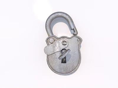 Vintage Silver Padlock Pendant With Worn Design And Keyhole On White Background 3d model Vintage Silver Padlock Pendant With Worn Design And Keyhole On White Background 3d model