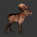 Handcrafted Natural Wood Moose Sculpture Decorative Carved Figure With Antlers