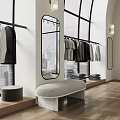 Bright Modern High End Clothing Store With Arched Windows Wood Flooring And Cozy Lounge Area