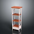 Wooden Storage Shelf With White Frame Multiple Tiers And Bottom Drawer