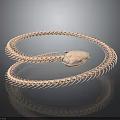 Coiled Rose Gold Snake Skeleton Organ with Dark Background Reflection