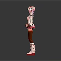 3D Game Anime Character With Pink Pigtails White Top Pink Skirt And White Boots
