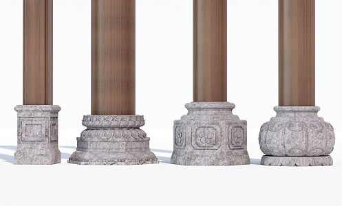 New Chinese style pillar foundation stone drum pillar foundation stone pillar cornerstone stone 3d model