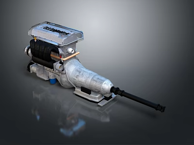 Industrial Heavy Duty Metal Mechanical Equipment With Black Elongated Part Blue Components And Stable Base 3d model