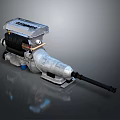 Industrial Heavy Duty Metal Mechanical Equipment With Black Elongated Part Blue Components And Stable Base