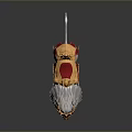 Detailed White Mythical Lion With Golden Armor And Red Decorative Cape