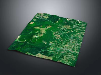 Aerial View of Lush Green Natural Landscape With Rolling Terrain and Vegetation 3d model