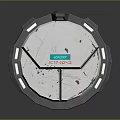 Round Sci Fi Gate With Cracked Surface White Light Strips And Access Granted Emblem 3d model