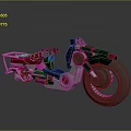 Space and Aerospace Themed Futuristic Motorcycle with Red Black Silver Sci Fi Style