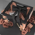 Romantic Gift Display With Black Bow Roses And String Lights LOVE Sign 3d model