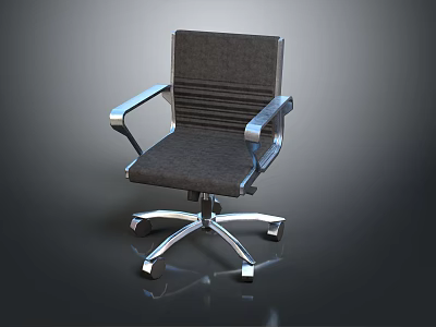 Modern Gray Office Chair With Metal Armrests And Five Point Base 3d model