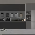 Modern Kitchen With Various Daily Electrical Appliances Neatly Arranged On Countertop And Cabinets
