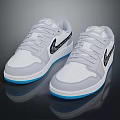 White And Gray Nike Low Top Sneakers With Blue Sole And Black Logo