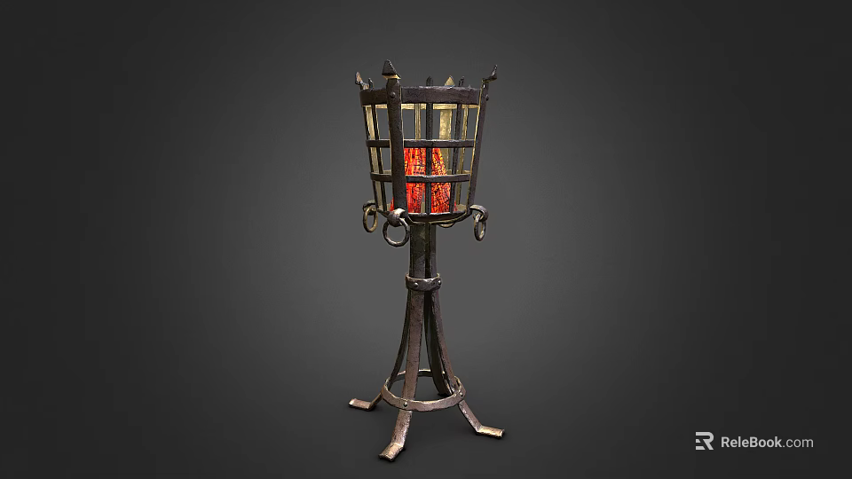 Industrial Equipment with Metal Frame Glass Panels and Red Interior on Stable Stand Design 3d model 