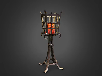 Industrial Equipment with Metal Frame Glass Panels and Red Interior on Stable Stand Design 3d model