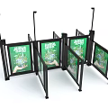 Public Area Swing Door With Black Frame Green Panel And Environmental Protection Slogan Earth Design