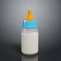 Essential Clear Baby Bottle With Blue Cap Yellow Nipple And Milk