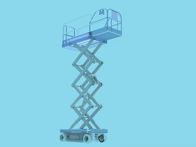 Industrial Mobile Scissor Lift Aerial Work Platform With Safety Guardrail And Wheels 3d model