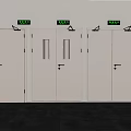 White Emergency Exit Doors With Green Signs And Middle Door Windows