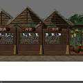 Mall Shop Corridor Featuring Wooden Shelves Decorations White and Bamboo Lanterns Warm Lighting Green Plants