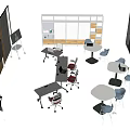 Spacious Functional Desks With Ergonomic Chairs In Modern Open Office Layout 3d model